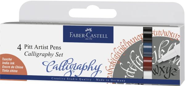 PITT ARTIST PEN SET CALIGRAFIC 4 BUC FABER-CASTELL – poza 1