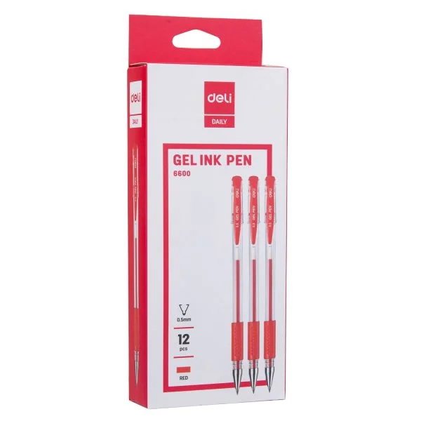 PIX CU GEL SI GRIP 6600 0.5MM ROSU DELI – poza 3