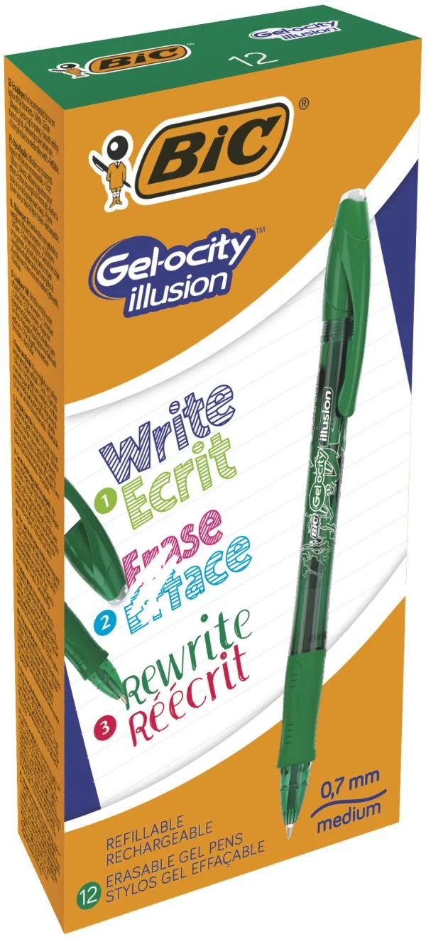 ROLLER 0.7MM VERDE GEL-OCITY ILLUSION BIC – poza 2
