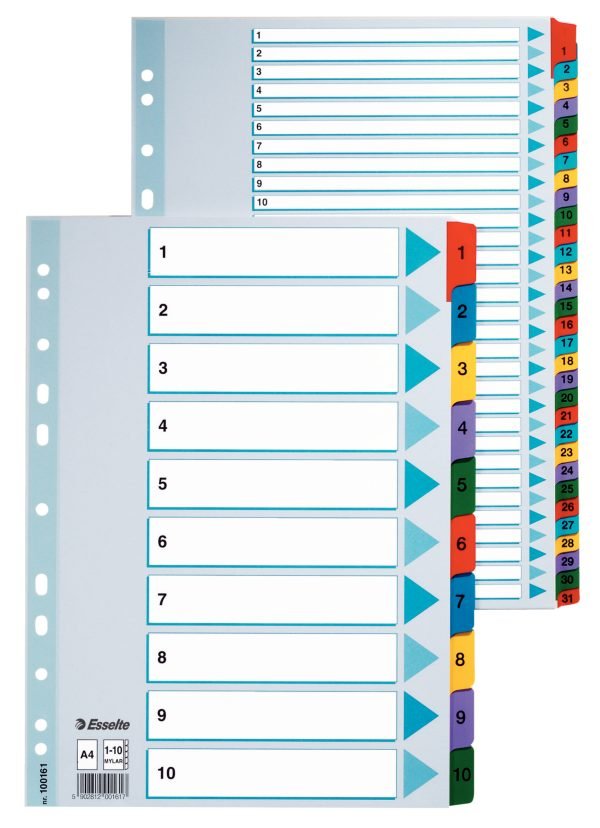 SEPARATOARE INDEX CARTON 1-10 MYLAR ESSELTE – poza 3