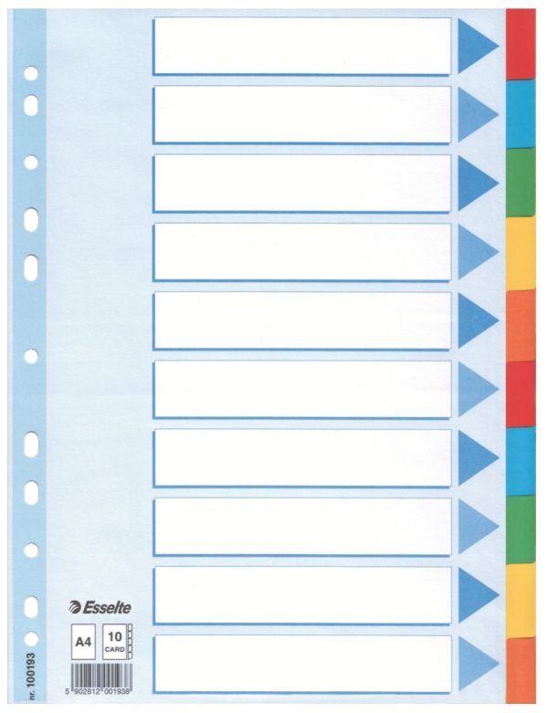 SEPARATOARE INDEX CARTON 10 COLI STANDARD ESSELTE – poza 1