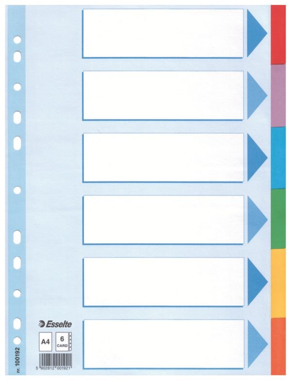 SEPARATOARE INDEX CARTON 6 COLI STANDARD ESSELTE – poza 1