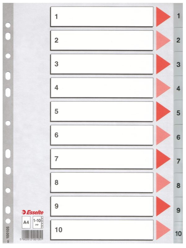SEPARATOARE INDEX PLASTIC 1-10 ESSELTE – poza 1
