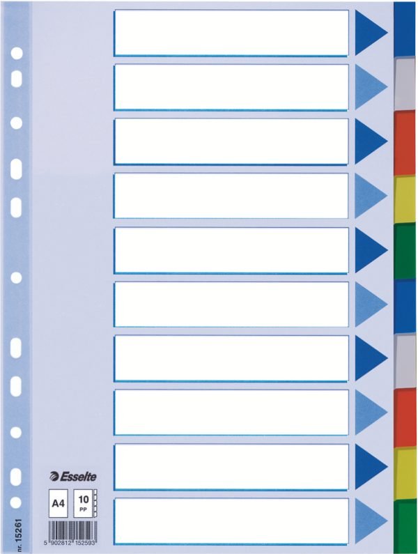 SEPARATOARE INDEX PLASTIC 10 CULORI ESSELTE – poza 1