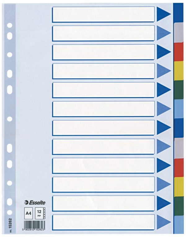 SEPARATOARE INDEX PLASTIC 12 CULORI ESSELTE – poza 1