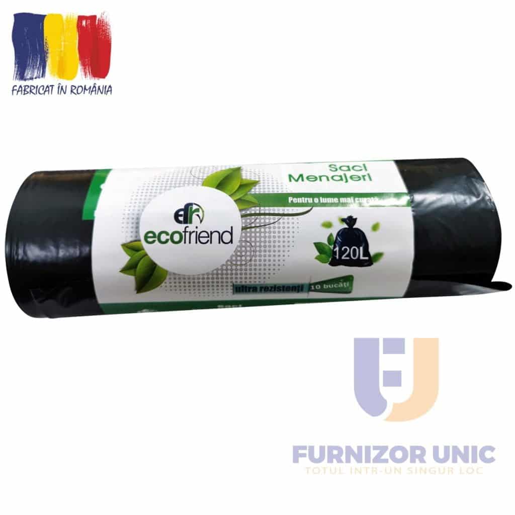 Saci menaj ultrarezistenti 120l negri 10 buc/rola – poza 1