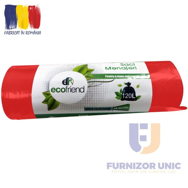 Saci menaj ultrarezistenti 120l rosii 10 buc/rola – poza 1