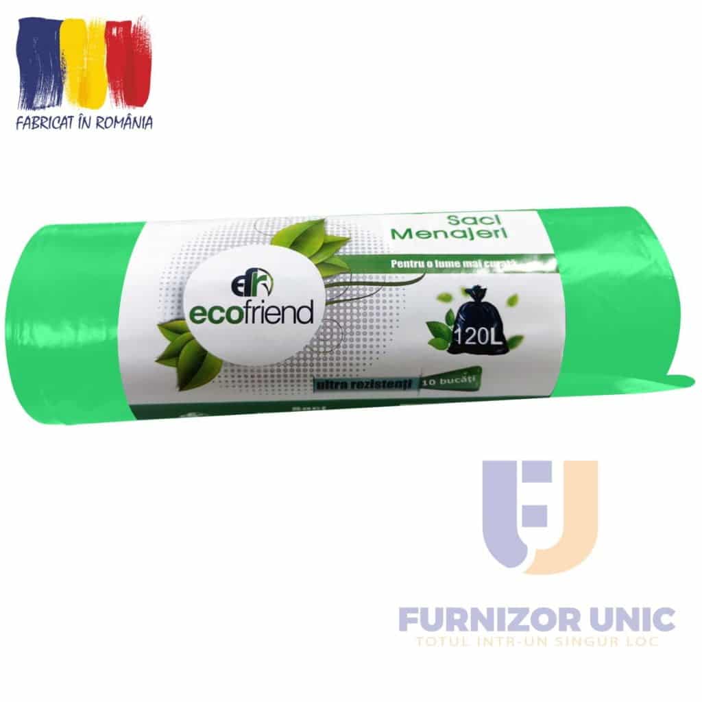 Saci menaj ultrarezistenti 120l verde 10 buc/rola – poza 1
