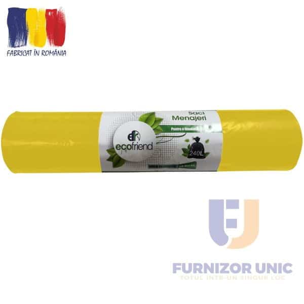 Saci menaj ultrarezistenti 240l galbeni 10 buc/rola STRONG – poza 1