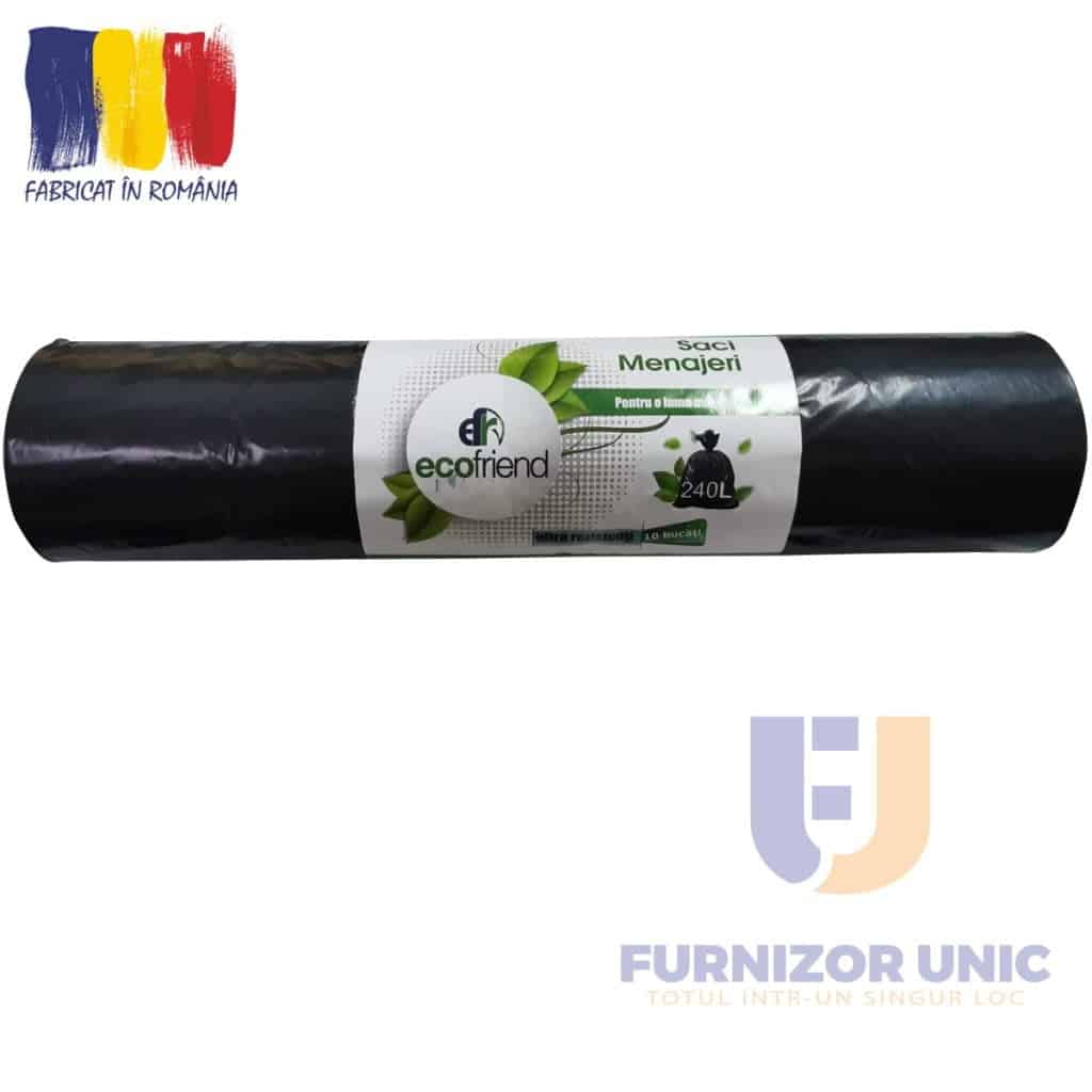 Saci menaj ultrarezistenti 240l negri 10 buc/rola STRONG – poza 1