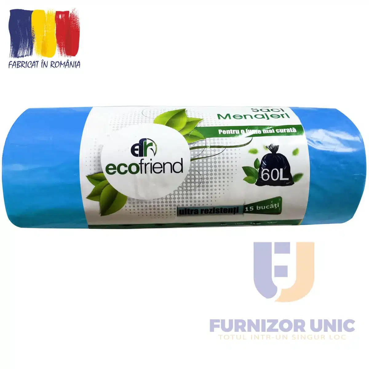 Saci menaj ultrarezistenti 60l albastri 15 buc/rola – poza 1
