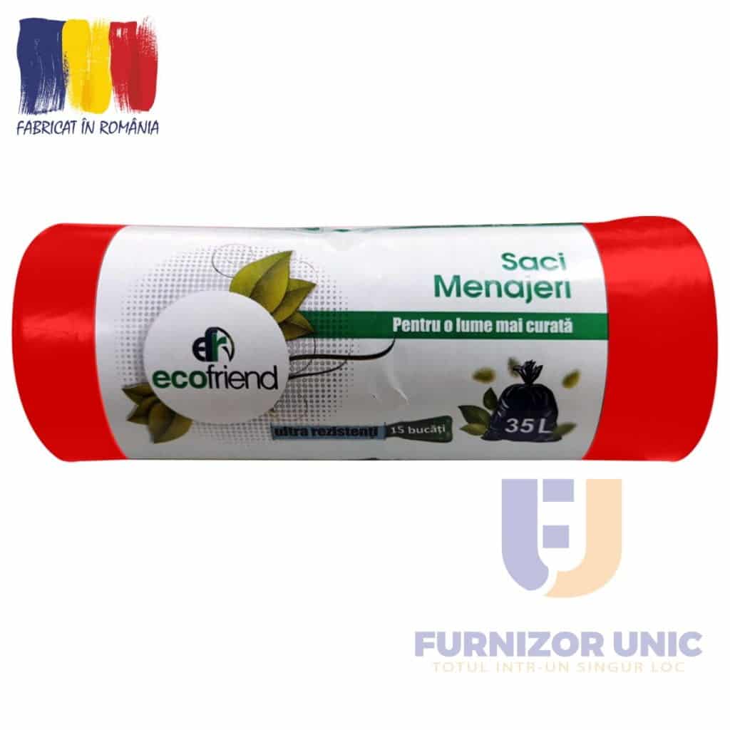 Saci menaj ultrarezistenti 35l rosii 15 buc/rola – poza 1