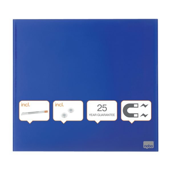TABLA MAGNETICA STICLA 30*30 CM ALBASTRA+ACCESORII DIAMOND NOBO – poza 1