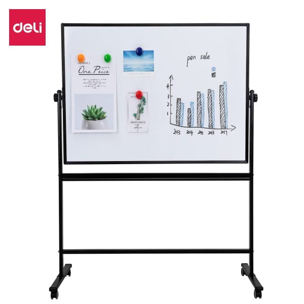 TABLA WHITEBOARD MAGNETIC MOBIL 90*120 CM RAMA ALUMINIU DELI – poza 1