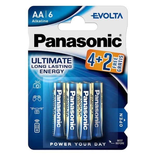 Baterie Panasonic Evolta AA R6 1,5V alcalina LR06EGE/4BP set 4+2 buc. – poza 1