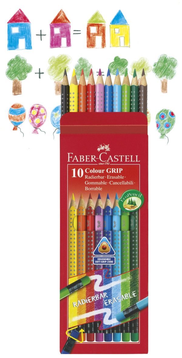 CREIOANE COLORATE 10 CULORI CU GUMA GRIP 2001 FABER-CASTELL – poza 3