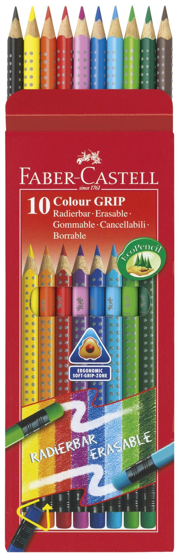 CREIOANE COLORATE 10 CULORI CU GUMA GRIP 2001 FABER-CASTELL – poza 4