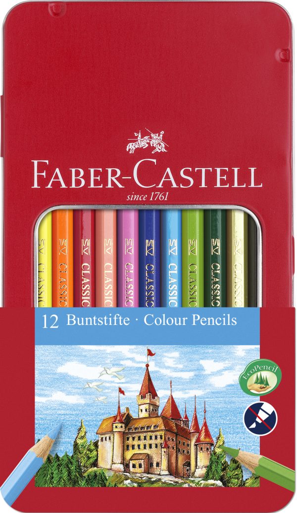 CREIOANE COLORATE 12 CULORI CUTIE METAL-2 FABER-CASTELL – poza 1
