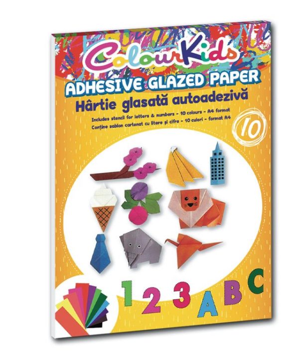 HARTIE GLASATA AUTOCOLANTA A4 10 CULORI/SET COLOUR KIDS PIGNA – poza 1