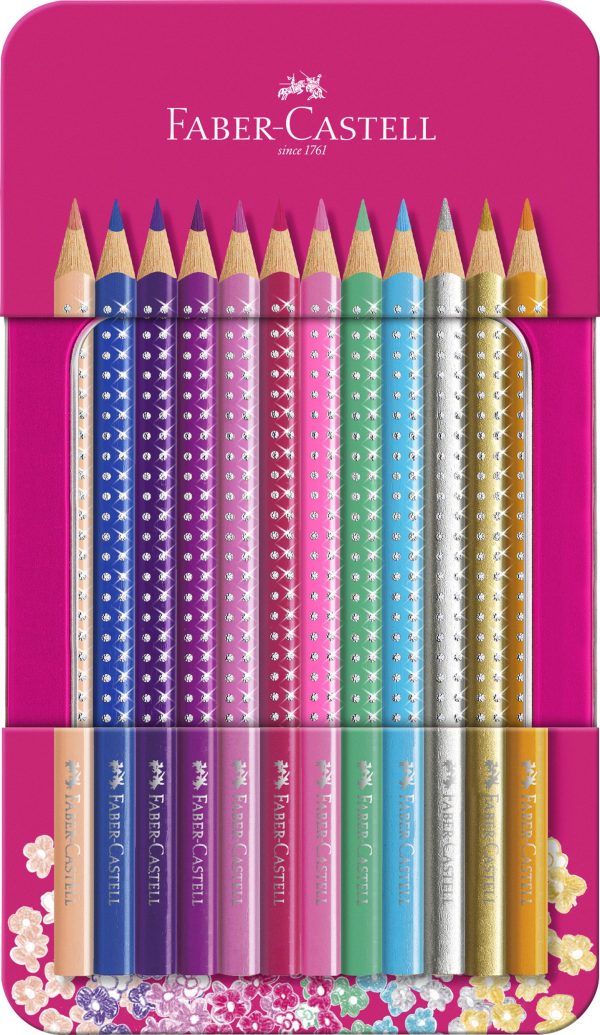 SET CADOU 12 CREIOANE COLORATE SPARKLE FABER-CASTELL – poza 1