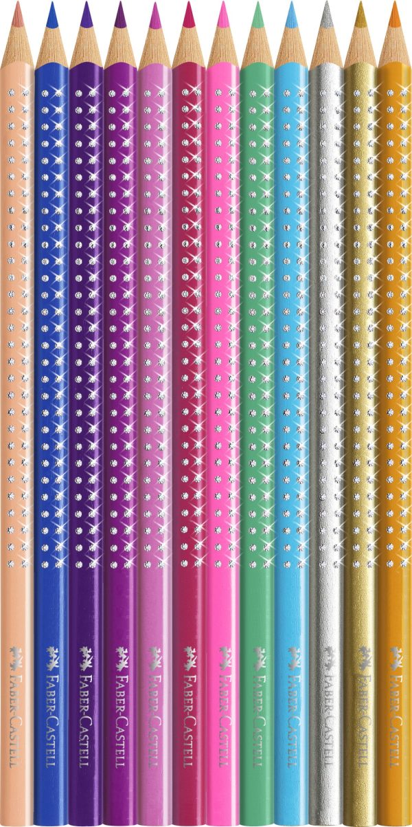 SET CADOU 12 CREIOANE COLORATE SPARKLE FABER-CASTELL – poza 3