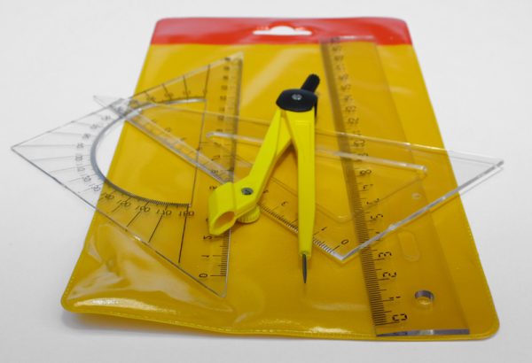 SET GEOMETRIE RIGLA 20CM CU COMPAS 5 PIESE FLARO – poza 1