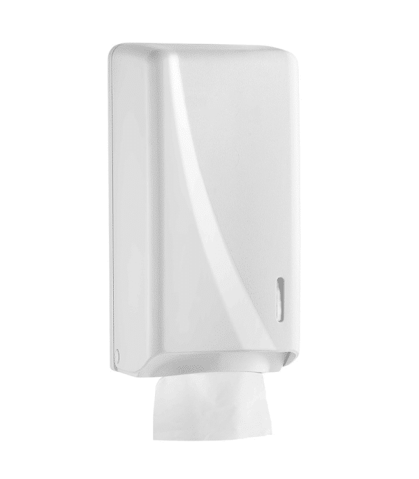 Dispenser din plastic pentru hartie igienica pliata bulk 500 coli Alb – poza 1