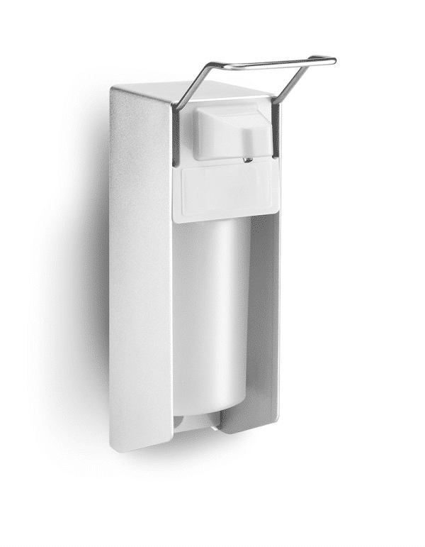 Dispenser actionat cu cotul, din aluminiu pentru dezinfectant 1000 ml – poza 1