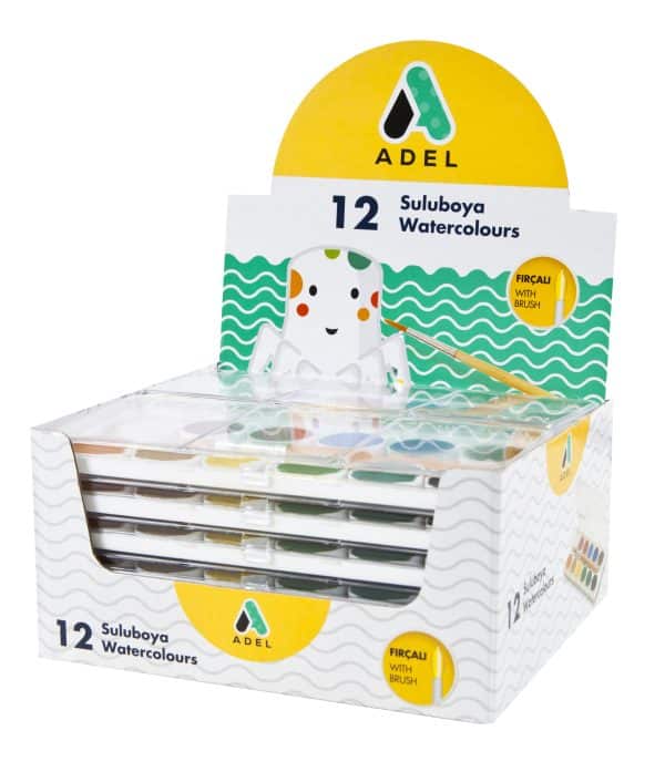 ACUARELE 12 CULORI 24MM CU PENSULA ECONOMY ADEL – poza 2