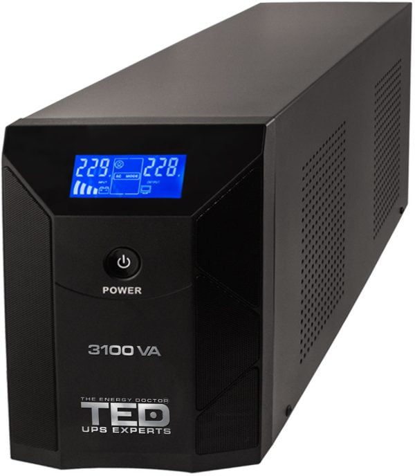 UPS cu 3 Prize Schuko 3100 VA, 1800W, LCD TED A0058831 – poza 1