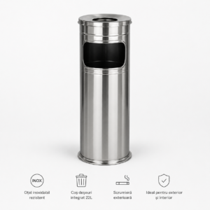 Scrumiera exterioara tip turn din inox Ø22 cm – poza 1