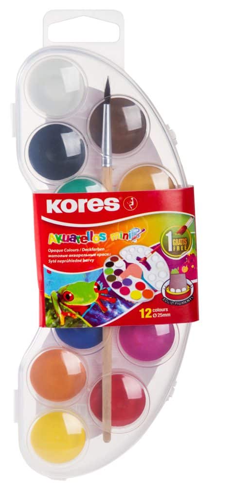 ACUARELE 12 CULORI 25MM CU PENSULA AKUARELLOS MINI KORES – poza 1