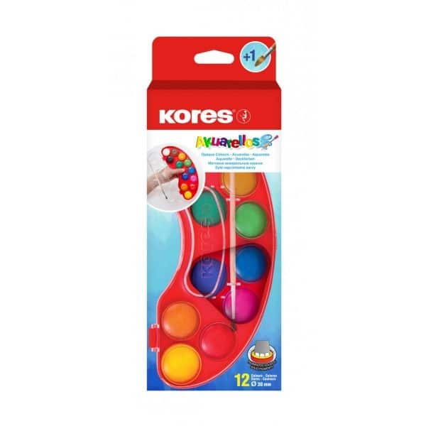 ACUARELE 12 CULORI 30MM + PENSULA AKUARELLOS KORES – poza 3
