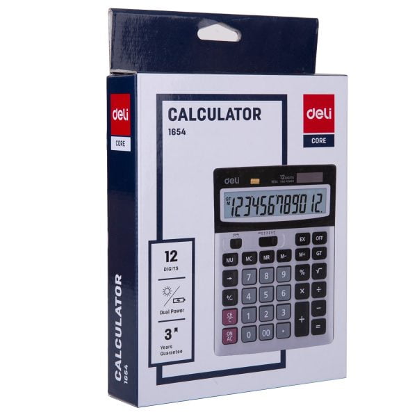 CALCULATOR BIROU 12DIG METAL 1654 DELI – poza 4