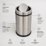 Cos de gunoi din inox cu capac batant 16 litri – poza 4