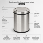 Cos de gunoi din inox cu capac batant 32 litri – poza 2