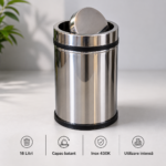 Cos de gunoi din inox cu capac batant 16 litri – poza 1
