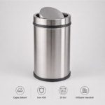 Cos de gunoi din inox cu capac batant 20 litri – poza 1