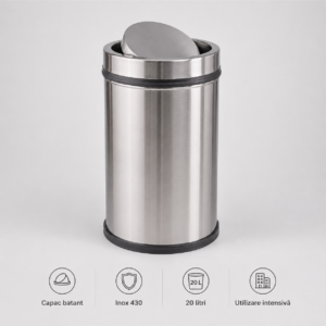 Cos de gunoi din inox cu capac batant 20 litri – poza 1