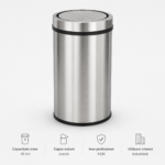 Cos de gunoi din inox cu capac batant 45 litri – poza 1