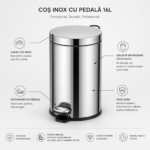 Cos de gunoi inox cu pedala 16 litri – poza 3