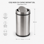 Cos de gunoi din inox cu capac batant 20 litri – poza 3