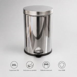 Cos de gunoi inox cu pedala 20 litri – poza 1