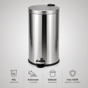 Cos de gunoi inox cu pedala 40 litri – poza 1