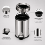 Cos gunoi inox 5 litri - cu pedala – poza 2
