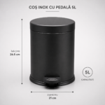 Cos de gunoi cu pedala 5 litri - Negru – poza 3