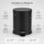 Cos de gunoi cu pedala 5 litri - Negru – poza 4