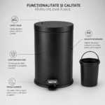 Cos de gunoi cu pedala 12 litri - Negru – poza 4