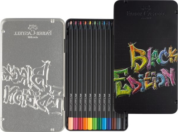CREIOANE COLORATE 12 CULORI BLACK EDITION CUTIE METAL FABER-CASTELL – poza 3