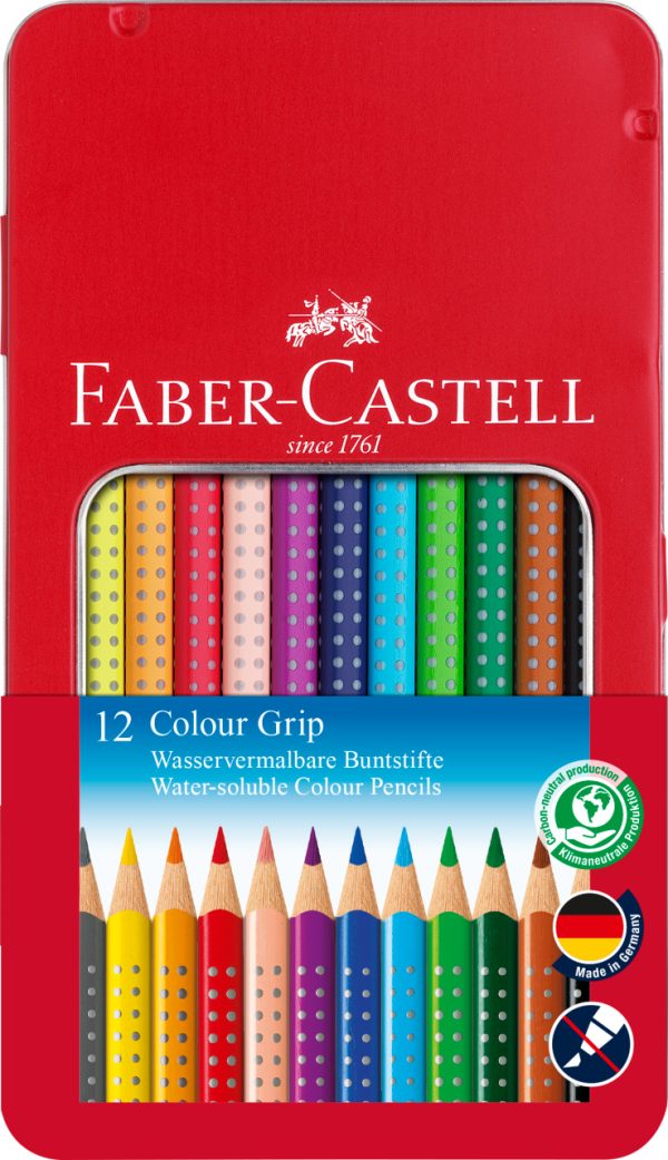 CREIOANE COLORATE 12 CULORI CUTIE METAL GRIP 2001 FABER-CASTELL – poza 1